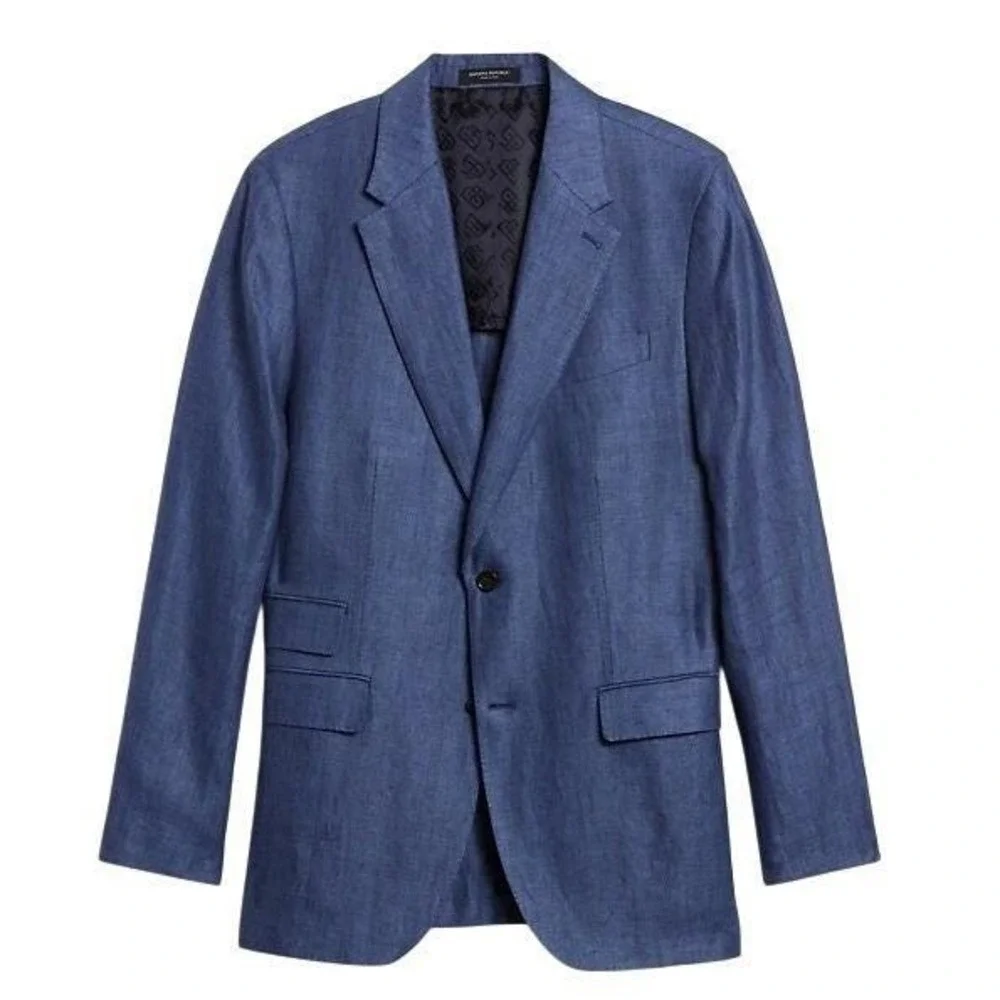 Banana Republic Navy Blue Linen-Blend Sport Coat